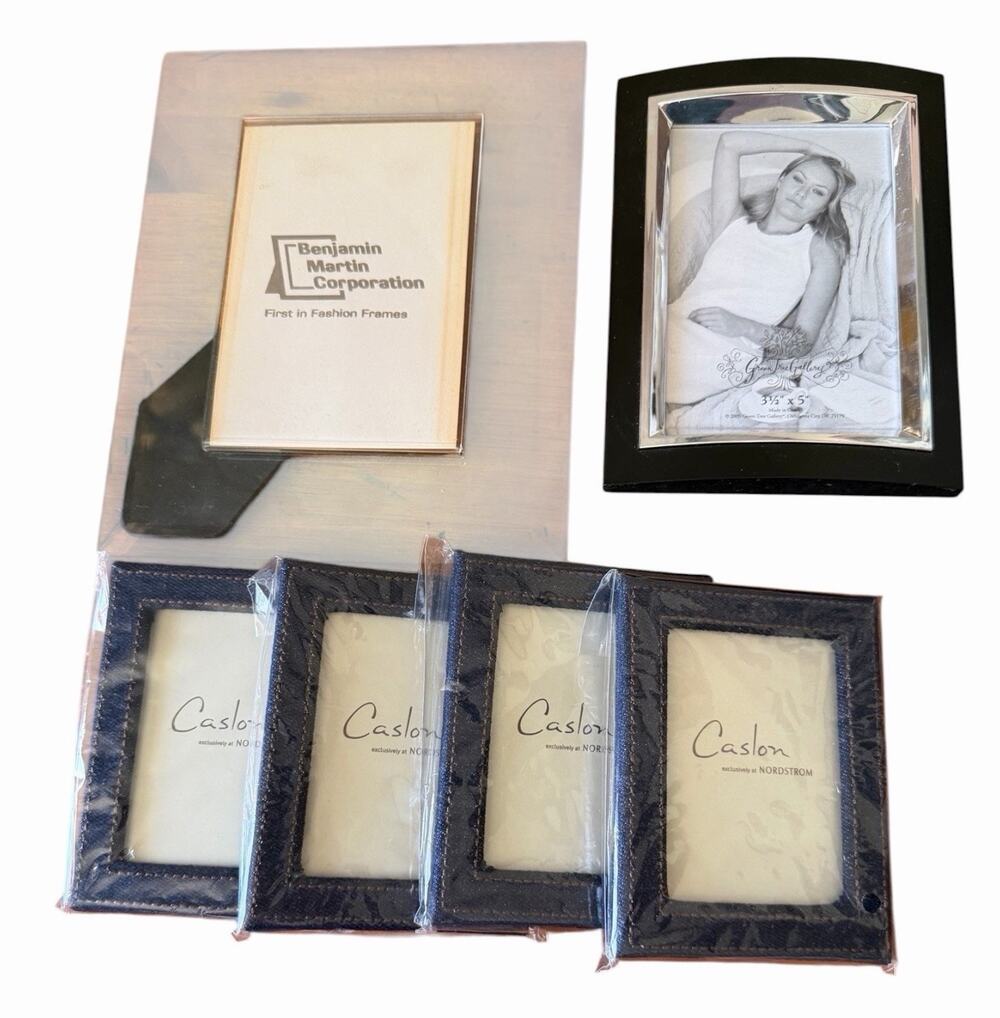 Nordstrom Caslon Picture Frames 6 Piece Bundle Leather Metal Photo Frame Lot